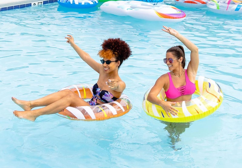 MONSOON [Citrus] 2-Pack Luxury Pool Floats Swimming Float Beach Tube Floaties Ring Tubes - Image 3